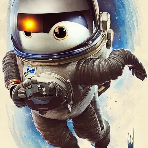 Prompt: astronaut penguin space, movie by nuri iyem, james gurney, james jean, greg rutkowski, anato finnstark. pixar. hyper detailed, 5 0 mm, award winning photography