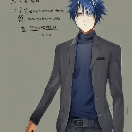 Prompt: anime concept art of a man with navy blue hair