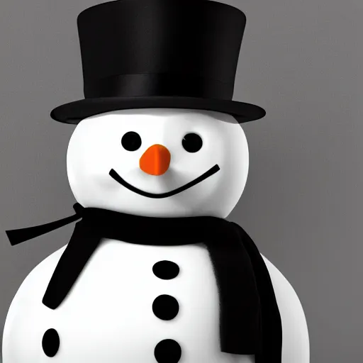 Image similar to a highly detailed humanoid snowman in business suit with black eyes and mouth, no nose, hyperrealism, professional, octane render, digital art