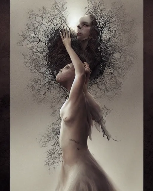 Prompt: conjuring an image from noise, by michael parkes, brooke shaden, and greg rutkowski, intricate, artgerm