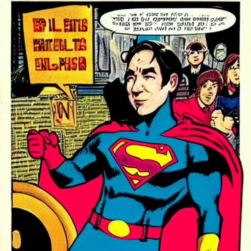 Image similar to bill hicks as a superhero character