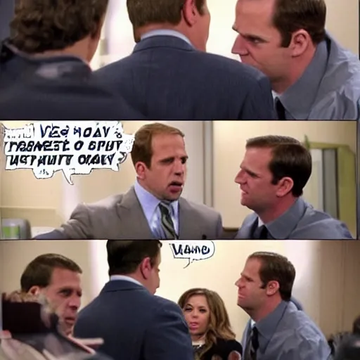 Image similar to Toby Flenderson punches Michael Scott in the face