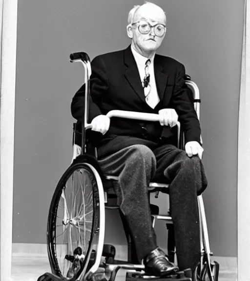 Image similar to j f kennedy as an old man on a wheelchair, photo