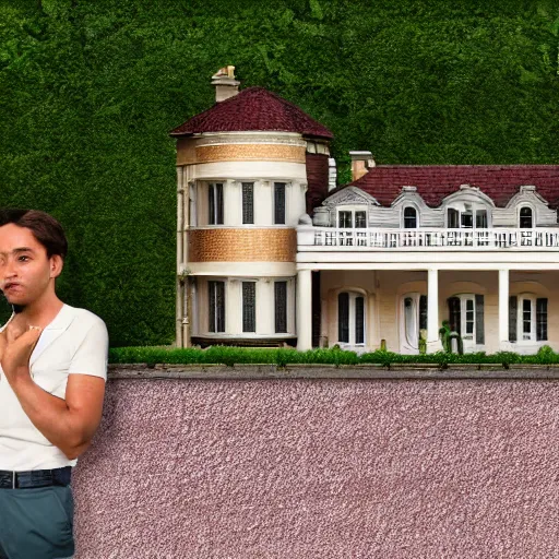 Image similar to a small house and a mansion they are divided by a wall of money