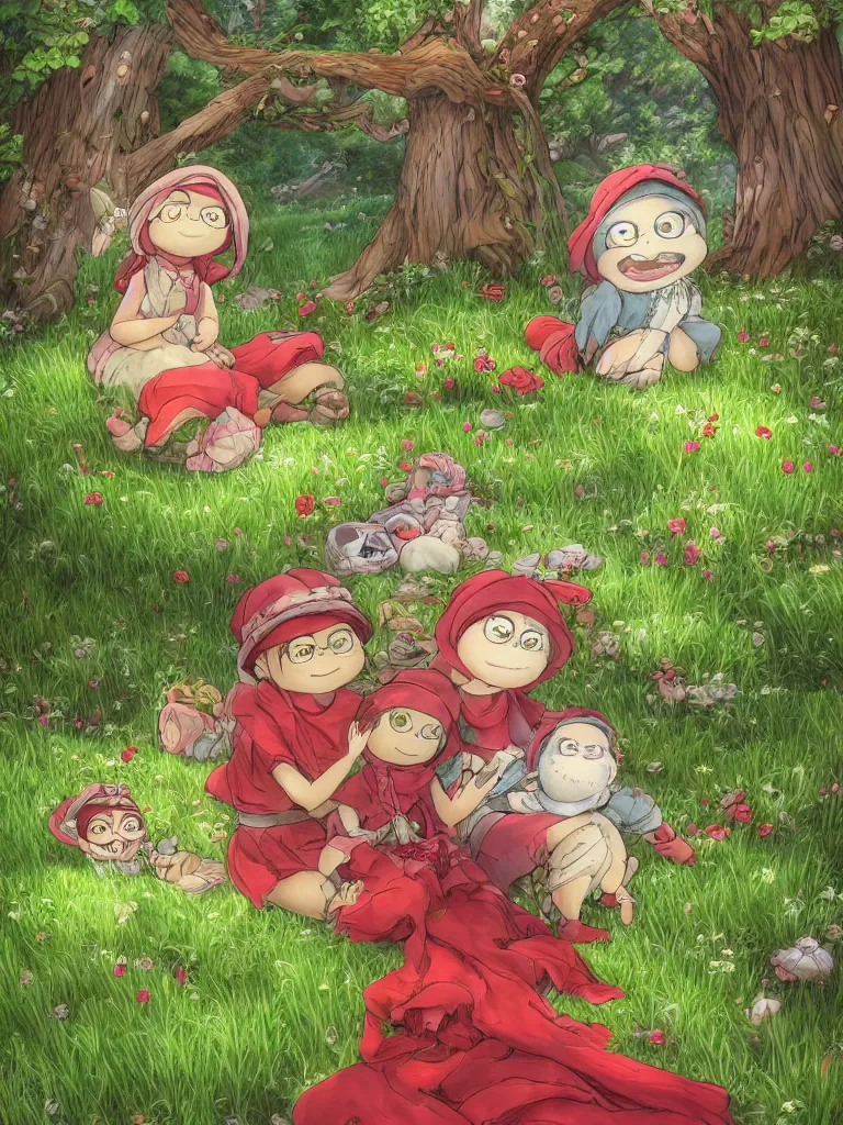 Prompt: high resolution 4k happiness of pepe love and family worlds of love and joy the of field of eternal fortunes made in abyss design Tony DiTerlizzi ivory dream like storybooks pepe the frog happy alone in a field sitting wholesome soft and warm the value of love a clear prismatic sky, red woods Canopy love, warm ,Luminism, prismatic , fractals , pepe the frog , art in the style of Tony DiTerlizzi , Francisco de Goya and Akihito Tsukushi and Gustave dore and Arnold Lobel