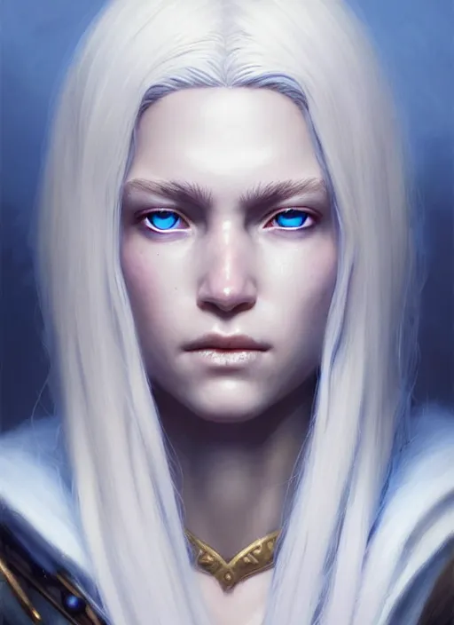 Image similar to a fantasy style portrait painting of shy white female paladin scar wound left eye with blonde hair and blue eyes, holy oil painting unreal 5 daz. rpg portrait extremely detailed artgerm greg rutkowski _ greg