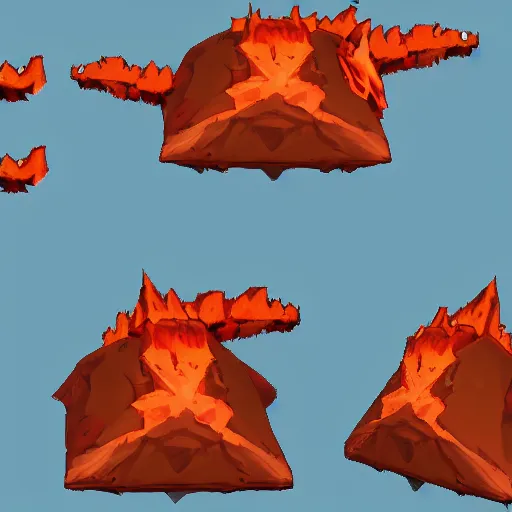 Image similar to TzKal-Zuk at the Inferno, old school runescape, lava river, magma, large shield of magma, obsidian pillars