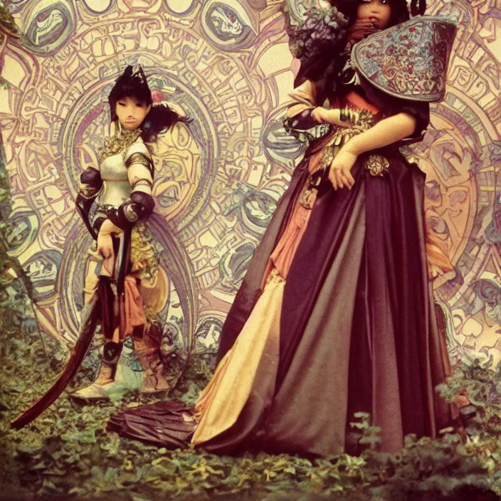 Image similar to future fashion, feminine, thailand, holy roman empire, 8 k, plate armor, nylon, neoprene, ektachrome, olympics, hd photography, award winning, stylish, optimistic, by alphonse mucha