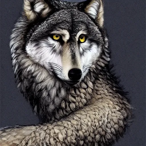 wolf ) ) ) ) with the head of an owl, animal | Stable Diffusion | OpenArt