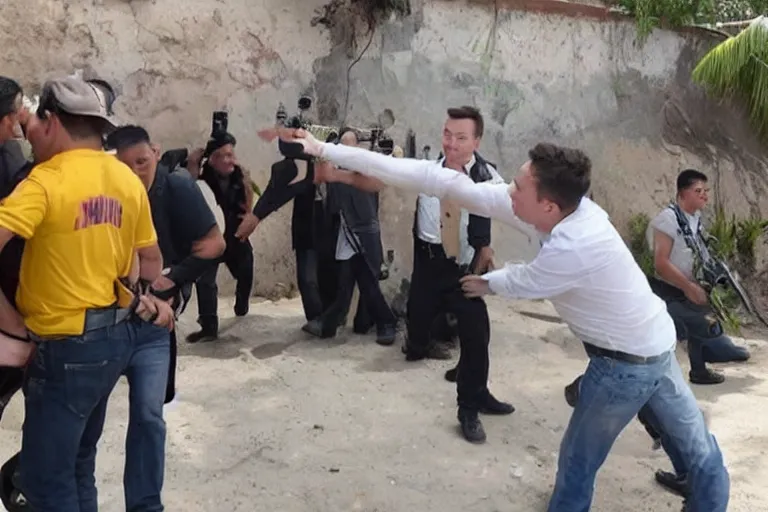 Prompt: elon musk being executed in mexican cartel