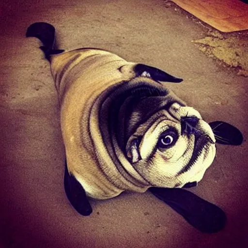 Prompt: “Pug mixed with a seal”