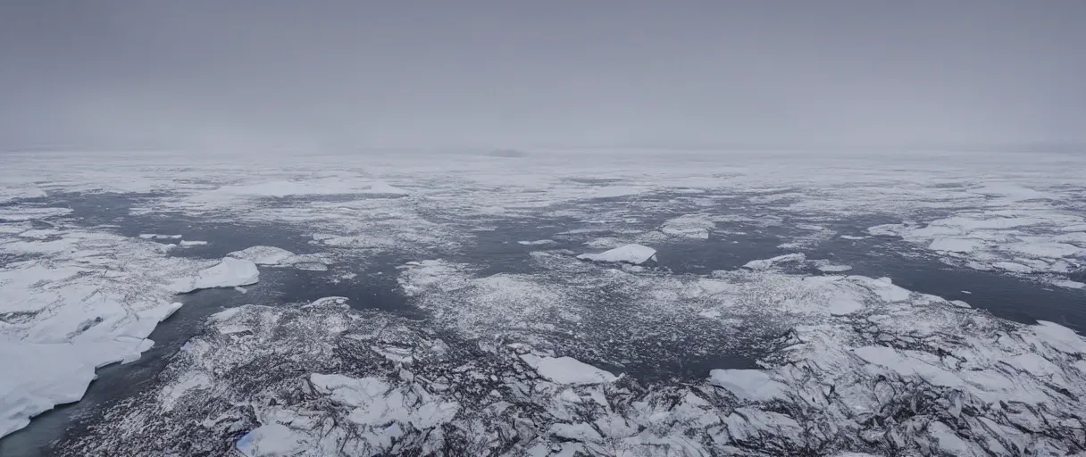 Image similar to atmospheric gorgeous award winning hd 8 k 3 5 mm depth of field filmic aerial establishing shot national geographic photograph of antarctica barren snowy landscape with a blizzard rolling into the frame