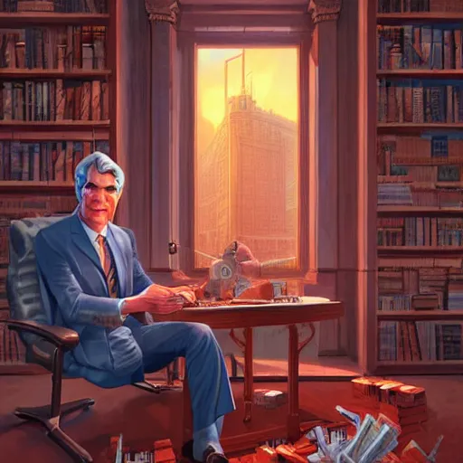 Image similar to jerome powell, money by isaac asimov and marc simonetti