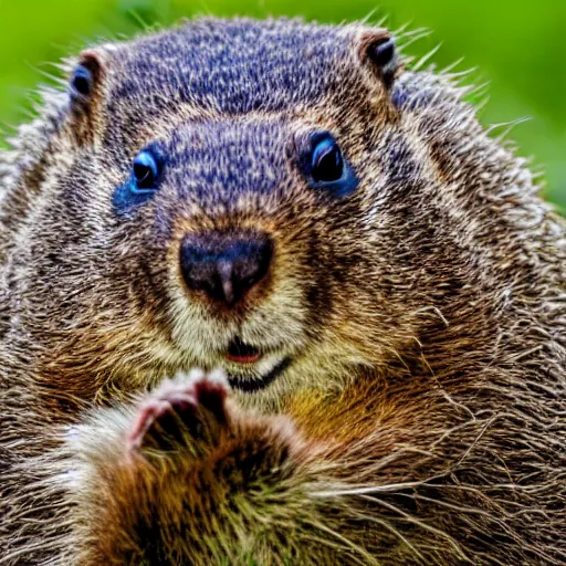 Prompt: groundhog holding its ears due to loud noise