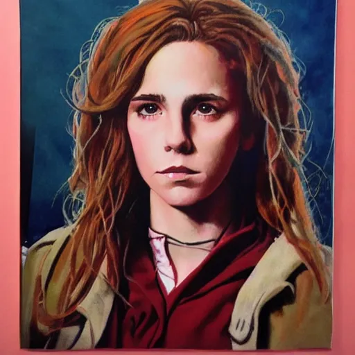 Prompt: detailed details photorealistic pictures of hermione with bachelor jacket in the style of bob peak and alex ross, gouache and wash paints color, detailed details facial and body and human and environments and proportionate, detailed 5 k details.