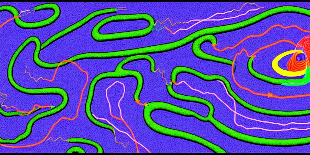 Prompt: drag me along sinusoid rider shoot across topology like blasting through the core just to climb the highest mountain, quantum weasels huangxian here and there and everywhere the wiggle and the wave to make the bounce pounce and flounce