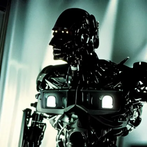 Image similar to movie still of a cool cyborg, cinematic composition, cinematic light, by john carpenter