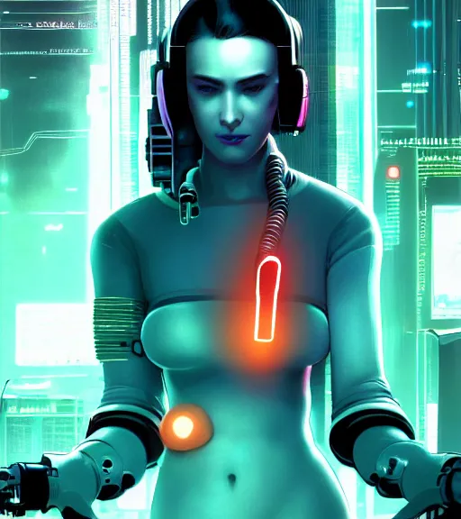 Image similar to cable inserted into head, jacked into cyberdeck wrist terminal, very very beautiful cyberpunk woman, computer, 1 9 7 9 omni magazine cover, style by vincent di fate, cyberpunk 2 0 7 7, very coherent, detailed, 4 k resolution, unreal engine, daz