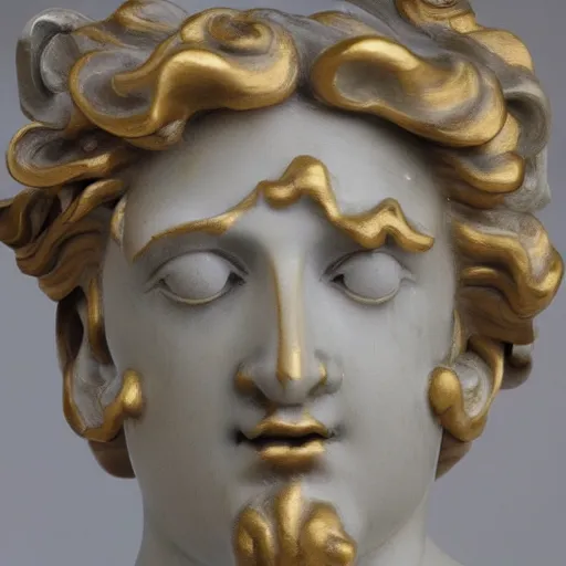 Prompt: statue of a standalone cloud marble baroque gold grey detail bernini