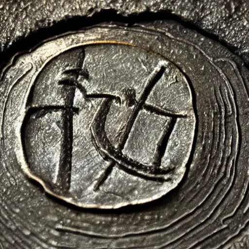 Prompt: medieval coin texture with writing on it, 4 k, studio lighting, flickr