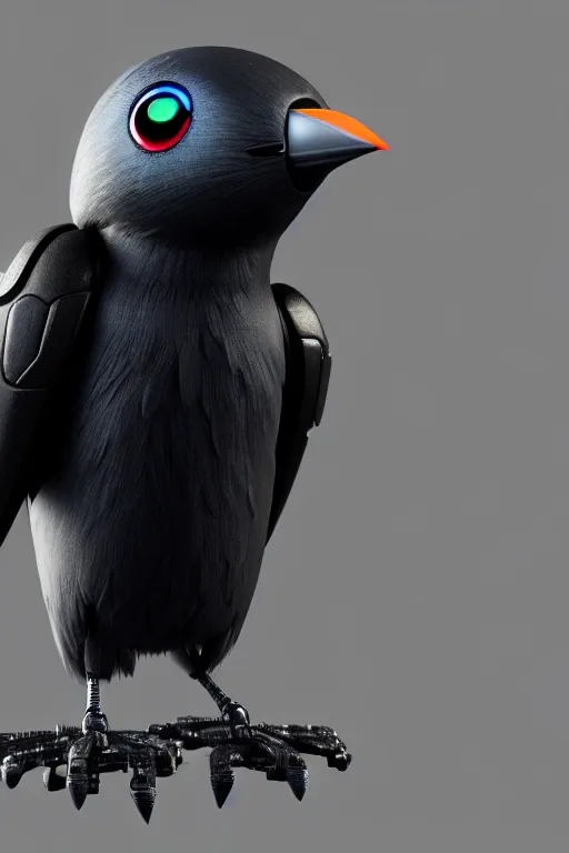 Prompt: high quality 3 d render very cute cyborg crow! next to shure 5 5 s microphone!, cyberpunk highly detailed, unreal engine cinematic smooth, in the style of blade runner & detective pikachu, hannah yata charlie immer, moody light, low angle, uhd 8 k, sharp focus