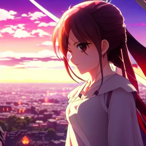 Prompt: emma watson in heavens feel movie, demon slayer, ufotable, kyoani, high quality, key visual, cinematic, city background, night time, rooftop, fate stay night, unlimited blade works, greg rutkowski, high resolution, dynamic pose, extreme close up, street clothes, anime, high budget