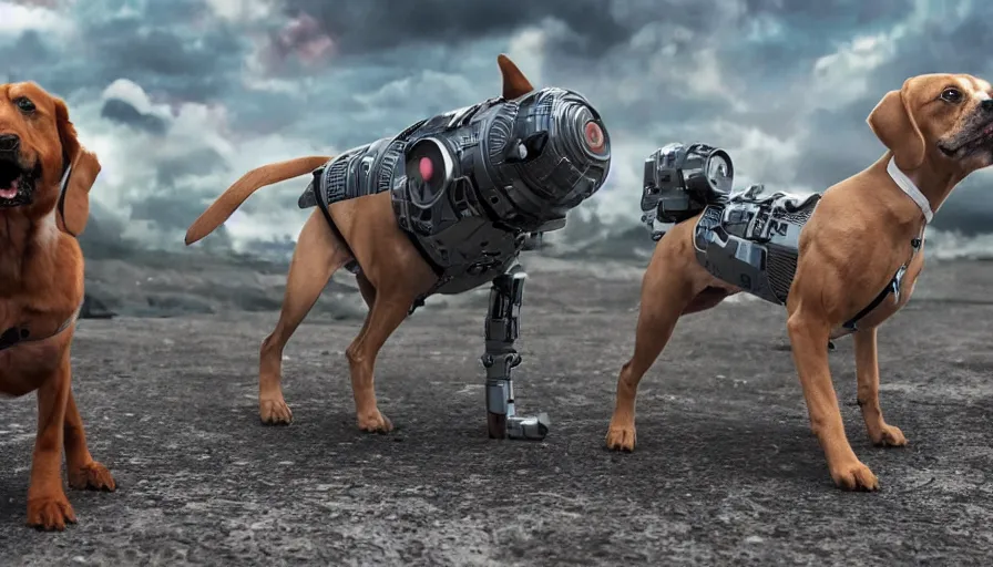 Image similar to Cyborg dogs Conquering planet earth, 4k photography award winning,