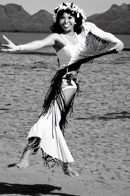 Prompt: female hula dancer black & white by kim taylor reece