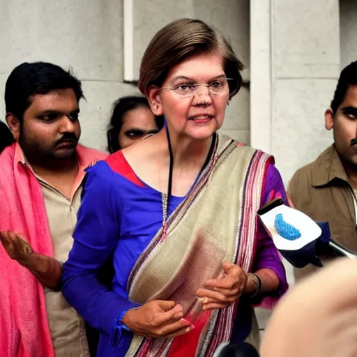 Image similar to the indian elizabeth warren telling the press she is not a man