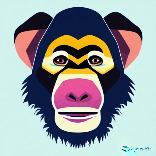 Image similar to digital art logo, gently smiling mandrill, big forehead, by Jonathan romeo , ultradetailed, trending on artstation,