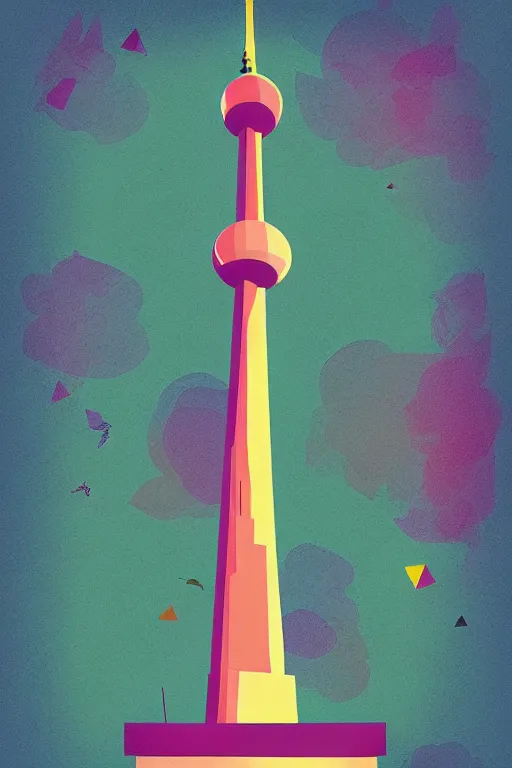 Image similar to minimalist boho style art of colorful berlin television tower, illustration, vector art