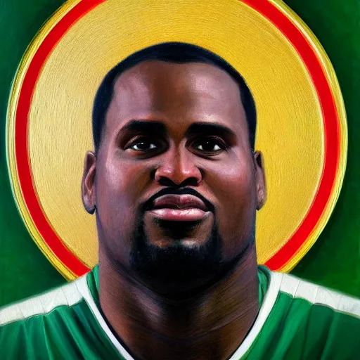 Image similar to portrait of the holy father, boston celtics glen davis, religious, oil on canvas by william sidney mount, trending on artstation,