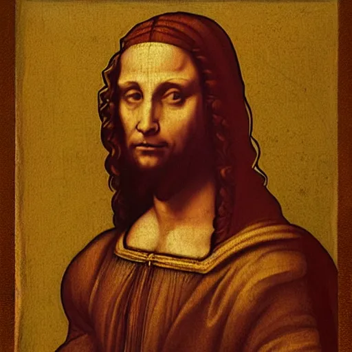 Image similar to ai pretending to be him, da vinci painting,