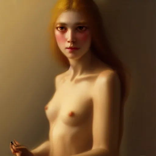 Image similar to a half body portrait of a good - lookiung girl,, high detail, cleary see face, by gaston bussiere, bayard wu, greg rutkowski, odd nerdrum, maxim verehin, dan dos santos, masterpiece, sharp focus, cinematic lightning - h 7 6 8