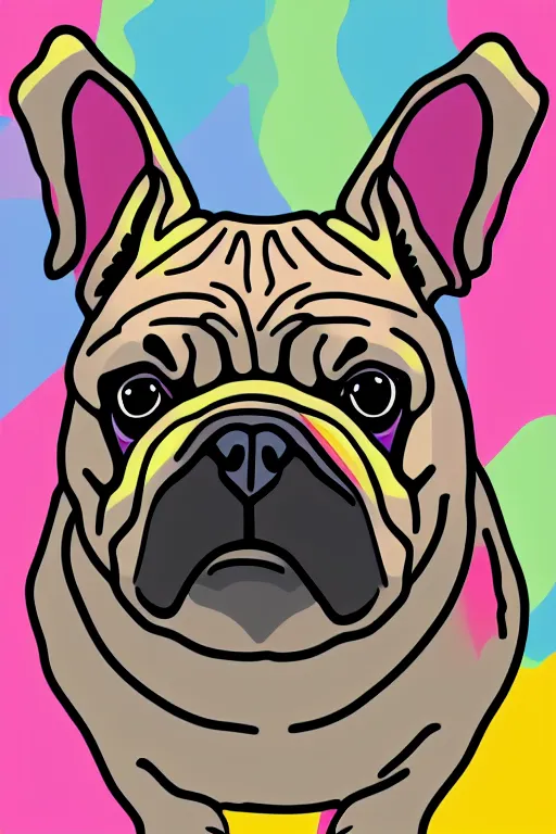 Image similar to Portrait of a bi chungus pug, sticker, colorful, illustration, highly detailed, simple, smooth and clean vector curves, no jagged lines, vector art, smooth