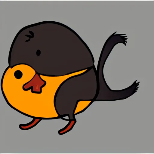 Image similar to character design of cute mole with black body and orange duck bill, cartoon style ，