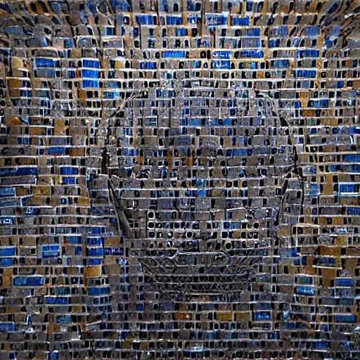 Image similar to a photo portrait of a robot created from empty beer bottles and cardboard boxes. symmetry, awesome exposition, scifi, very detailed, highly accurate, professional lighting diffracted lightrays, 8 k, sense of awe