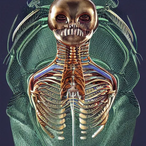 Image similar to alien anatomy Book, detailed, diagrams, high definition illustration