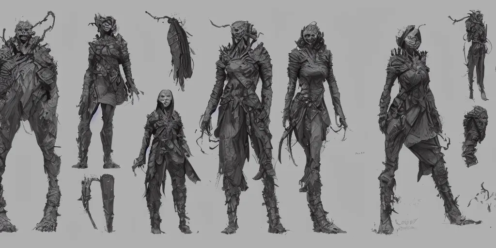 Image similar to wednesday, character sheet, concept design, contrast, kim jung gi, greg rutkowski, zabrocki, karlkka, jayison devadas, trending on artstation, 8 k, ultra wide angle, pincushion lens effect