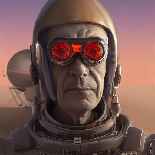 Prompt: portrait of aged and war marked cyberpunk man, looking at a hovering old space craft, on the desert of mars, insanely detailed faces by artgerm ; natural portrait 3 d, disney pixar style. cinematic, intricate, clean, crisp, highly detailed stunning realistic, award winning, trending on artstation