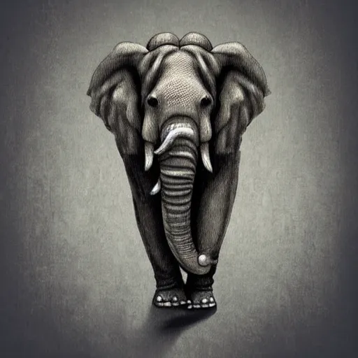 Image similar to anthropomorphic humanoid elephant, fantasy illustration