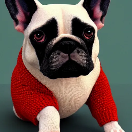 Prompt: French bulldog knitting artstation digital art