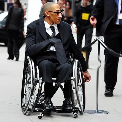 Image similar to professor charles xavier of the x - men in wheelchair played by giancarlo esposito