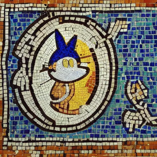 Prompt: sonic in a ancient greek mosaic