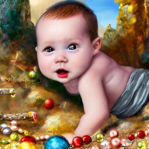 a-baby-crawls-away-from-a-pile-of-jewels-and-toward-a-stable