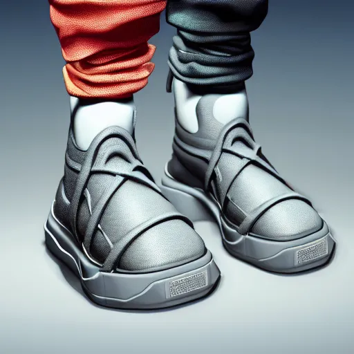 Prompt: subject photo photo of futuristic balenciaga and vetements sneakers by and giger and cronenberg, ultra rendered extreme realism and detail, 8 k, pbr, surreal, colorful, direct lighting,