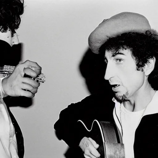 Prompt: bob dylan punching a telly tubby