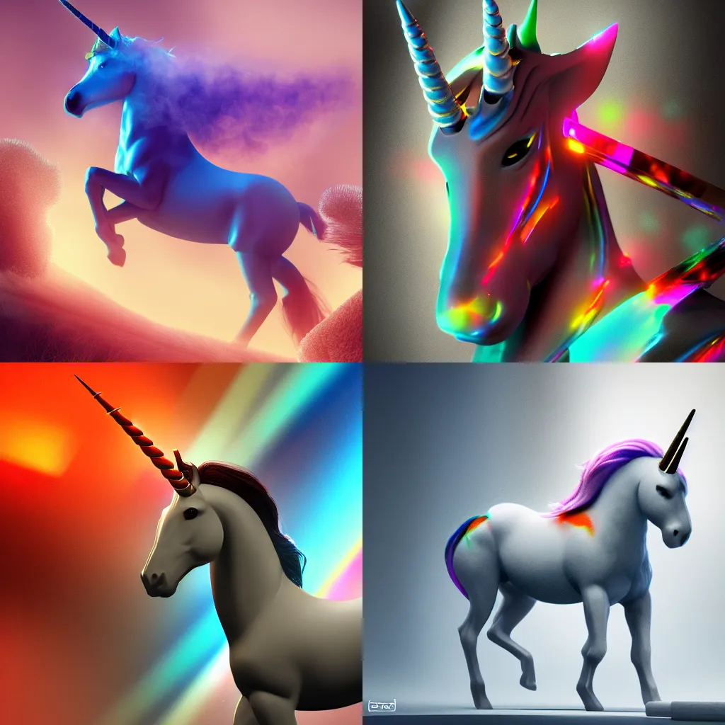 Prompt: unicorn of the black rainbow, high detail, octane render, digital art, trending on artstation