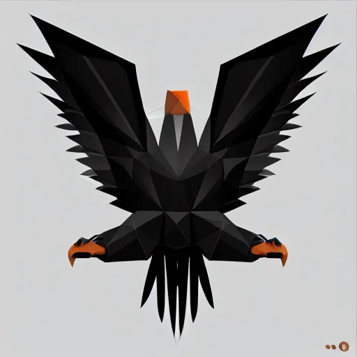 Image similar to 2 dimensional, vector, low poly, eagle icon, black background, cgsociety, artstation