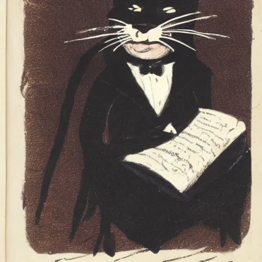 Image similar to a black panther wearing a monocle and reading a journal